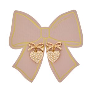 Bow Drop Earrings with Dot Pearls, Gold