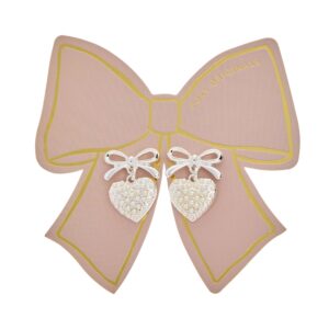 Bow Drop Earrings with Dot Pearls, Silver