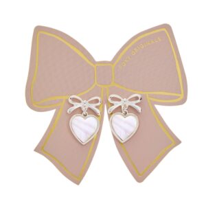 Bow Drop Earrings with Mother of Pearl Inlay, Silver